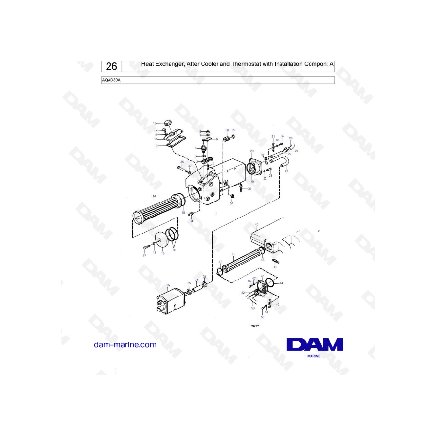 Volvo Penta AQAD30A - Heat Exchanger, After Cooler and Thermostat with Installation Compon: A