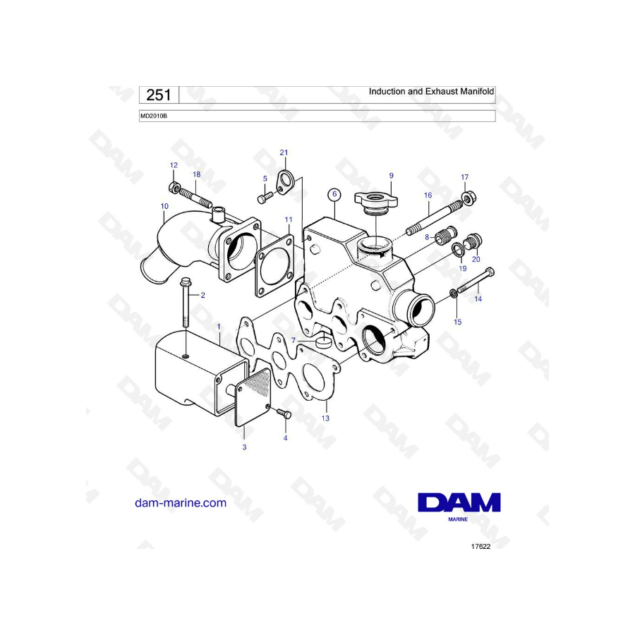 Volvo Penta MD2010B - Colector de admision y escape