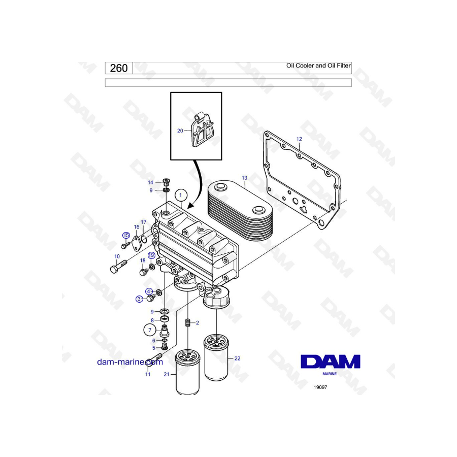 Volvo Penta MD2010 - Enfriador de aceite y filtro de aceite