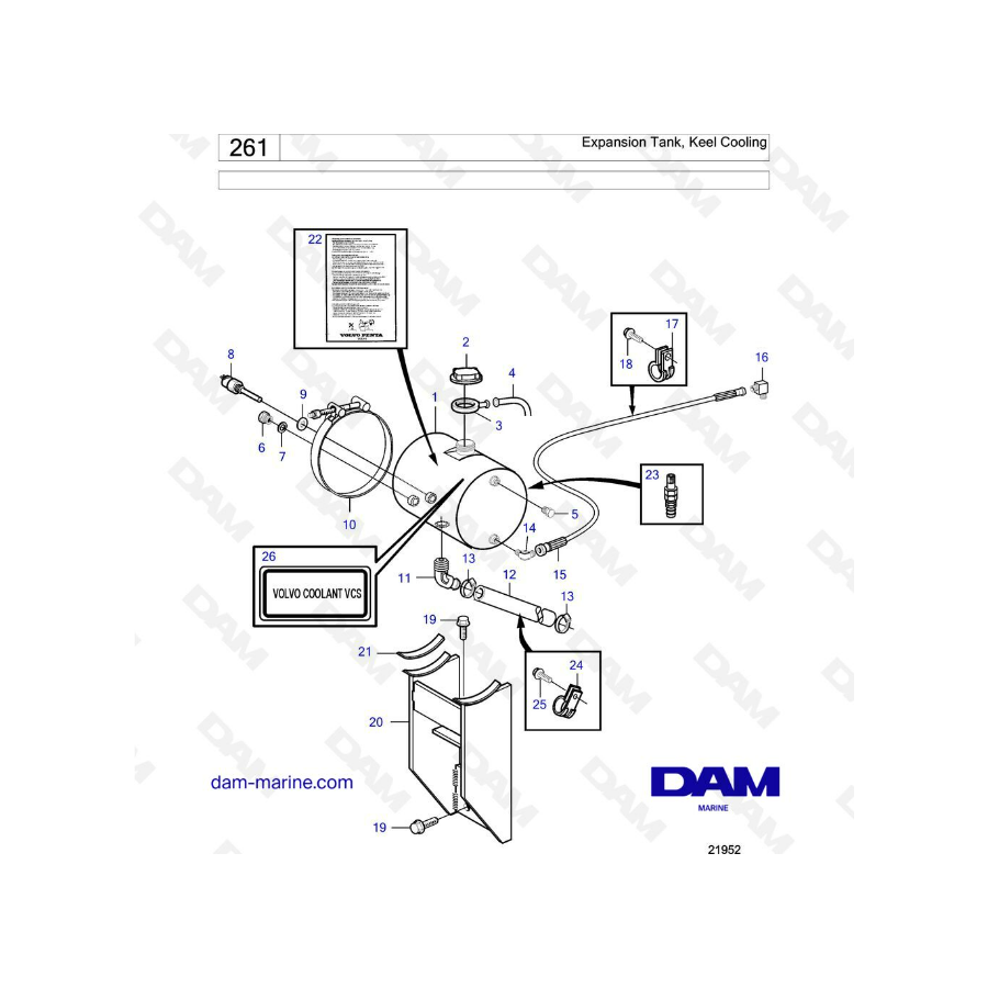 Volvo Penta MD2010 - Expansion tank, keel cooling