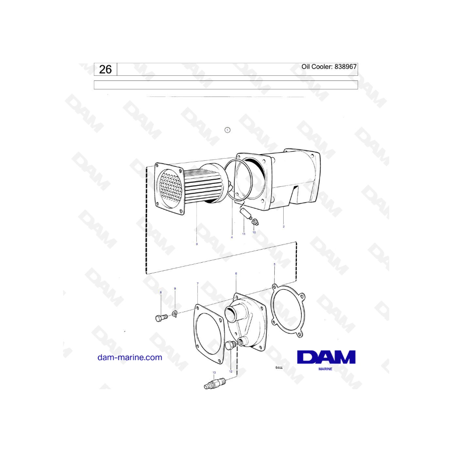 Volvo Penta AD30A / AQAD30A / MD30A / TAMD30A / TMD30A - Enfriador de aceite: 838967