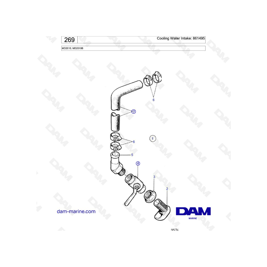 Volvo Penta MD2010 - Cooling water intake