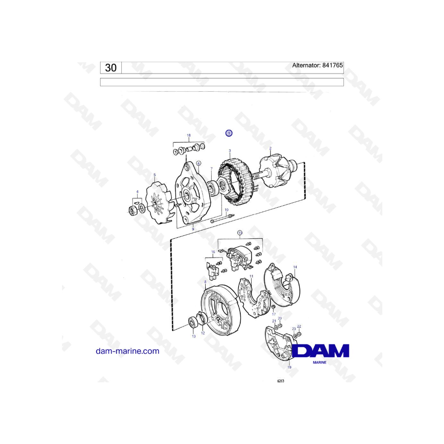 Volvo Penta AD30A / AQAD30A / MD30A / TAMD30A / TMD30A - Alternador: 841765