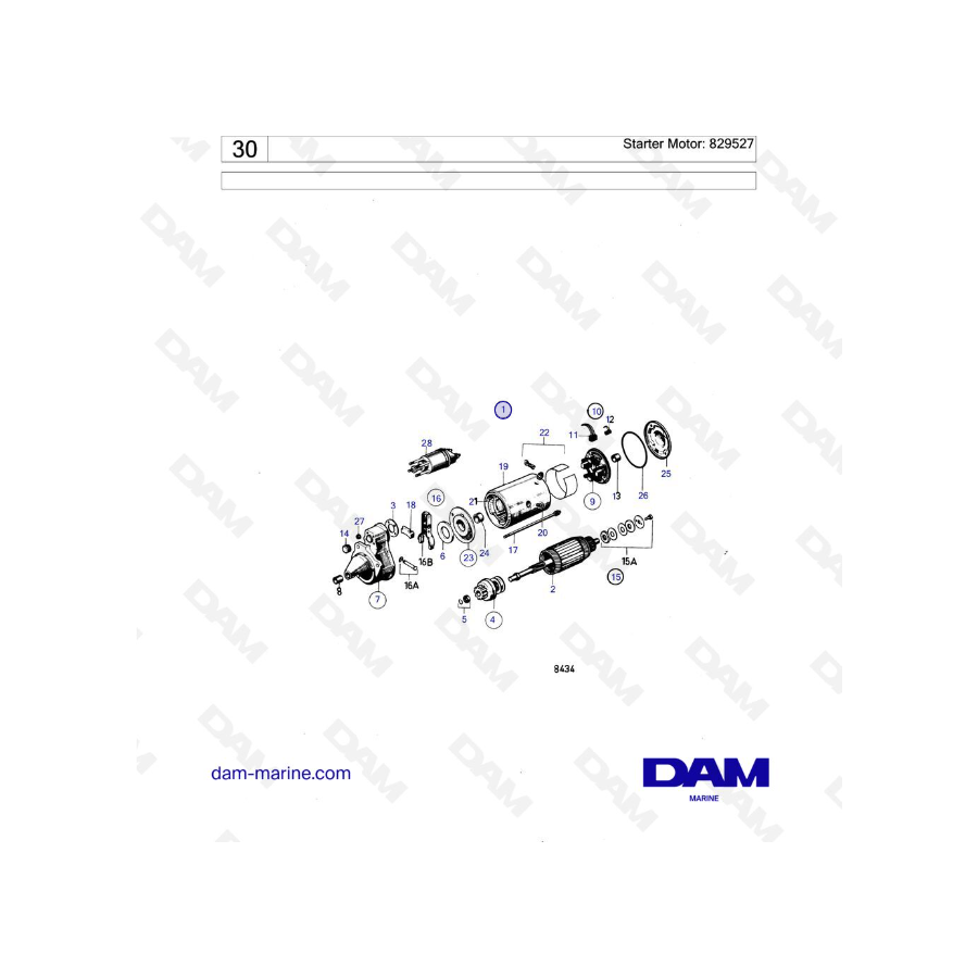 Volvo Penta AD30A / AQAD30A / MD30A / TAMD30A / TMD30A - Motor de arranque: 829527