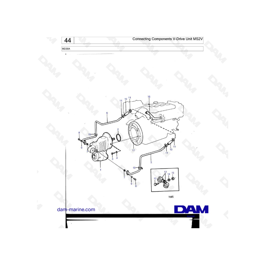 Volvo Penta MD30A - Componentes de conexión Unidad de transmisión en V MS2V