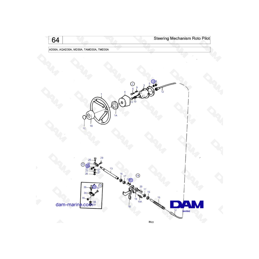 Volvo Penta AD30A / AQAD30A / MD30A / TAMD30A / TMD30A - Mecanismo de dirección Roto Pilot