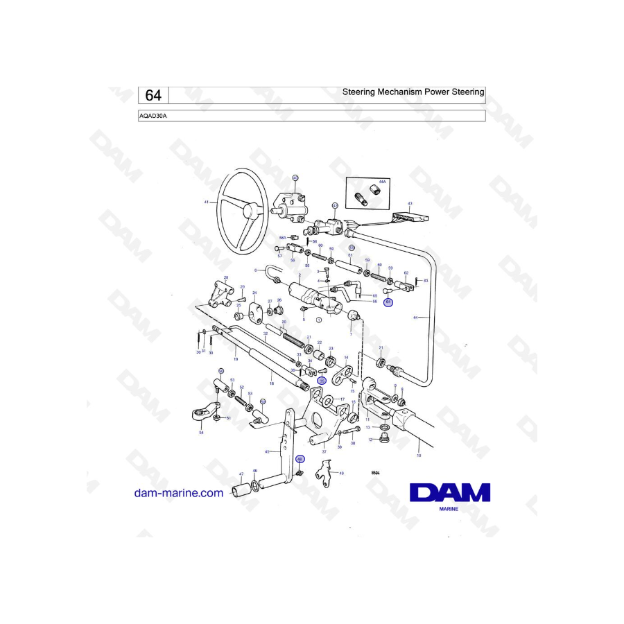 Volvo Penta AQAD30A - Mecanismo de dirección Dirección asistida