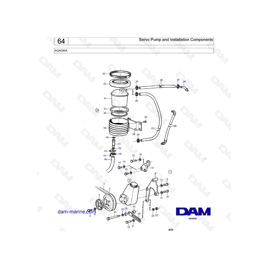 Volvo Penta AQAD30A - Servo Pump and Installation Components