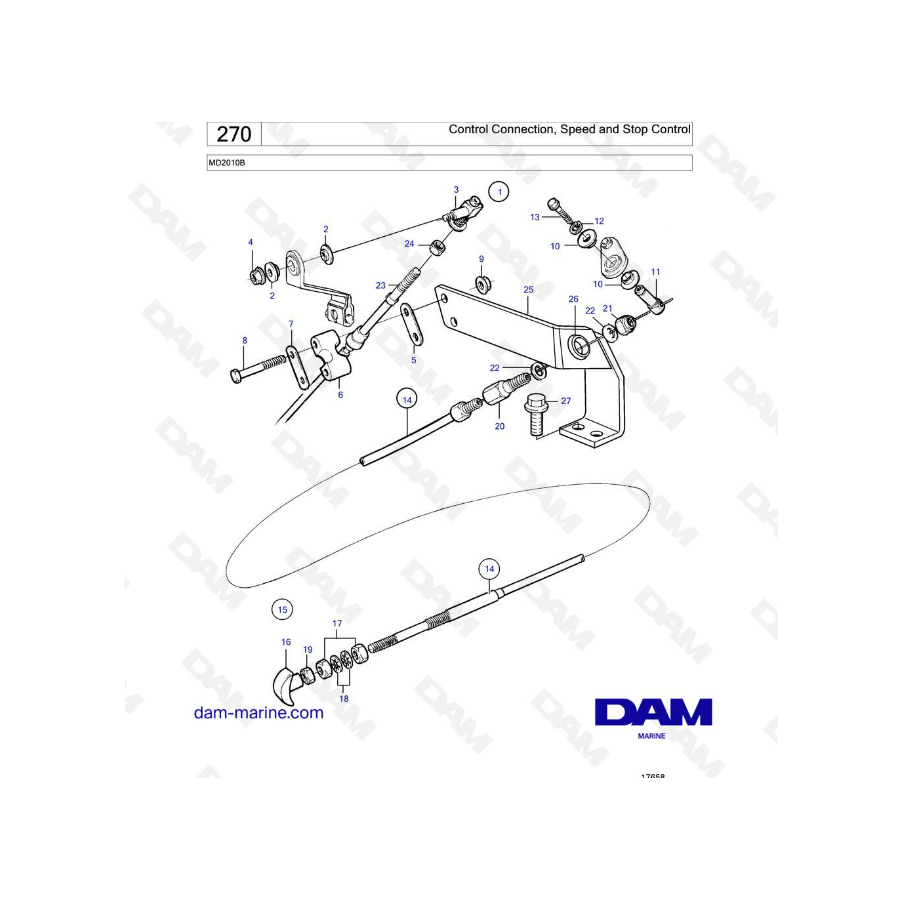 Volvo Penta MD2010 - Control connection, speed & stop control