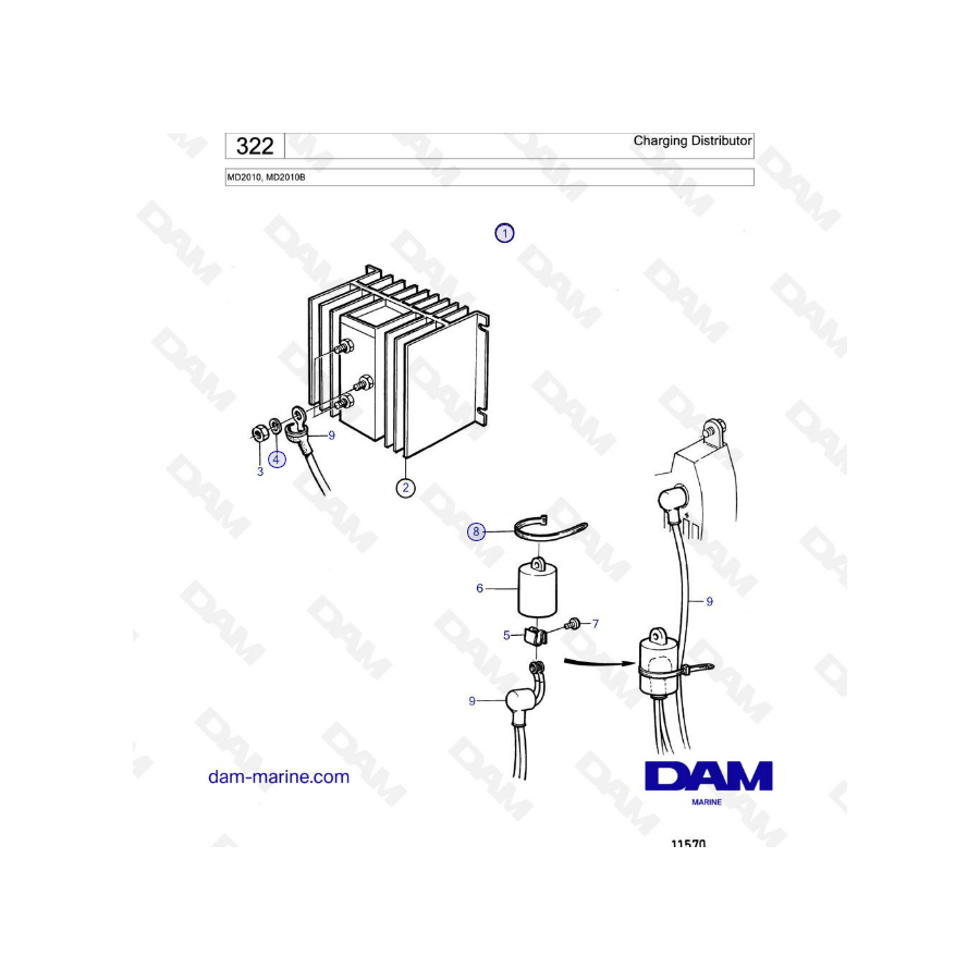 Volvo Penta MD2010 - Charging distributor