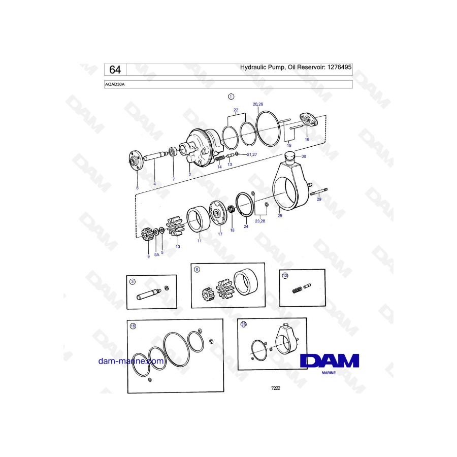 Volvo Penta AQAD30A - Hydraulic Pumo, Oil Reservour: 1276495