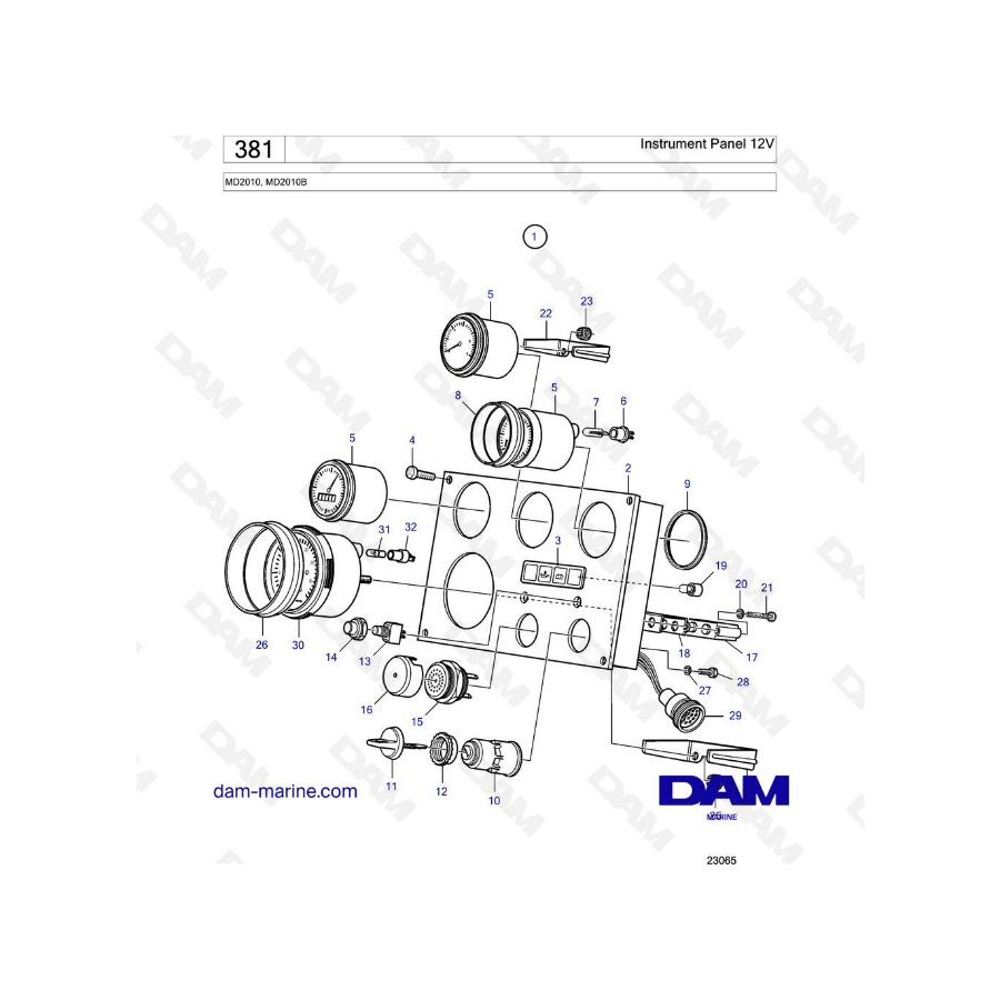 Volvo Penta MD2010 - Instrument panel, 12V