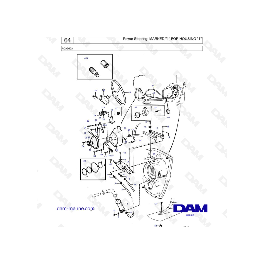 Volvo Penta AQAD30 - Dirección asistida: MARCADO "1" PARA CARCASA "1"