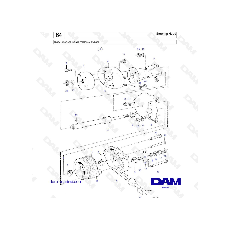 Volvo Penta AD30A / AQAD30A / MD30A / TAMD30A / TMD30A - Cabezal de dirección