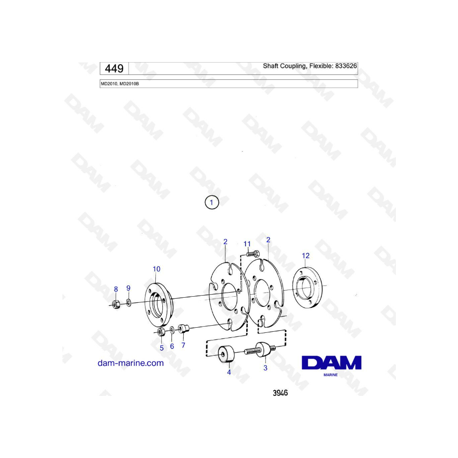 Volvo Penta MD2010 - Shaft coupling, flexible