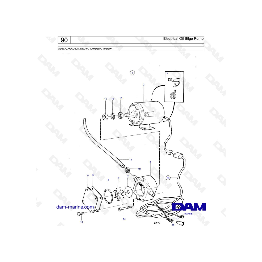 Volvo Penta AD30A / AQAD30A / MD30A / TAMD30A / TMD30A - Bomba eléctrica de aceite Blige