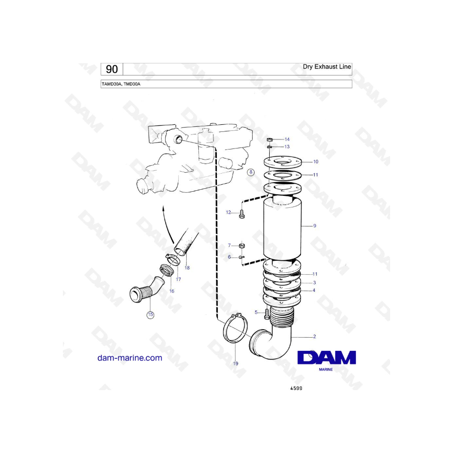 Volvo Penta TAMD30A / TMD30A - Dry Exhaust Line