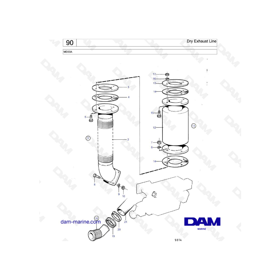 Volvo Penta MD30A - Dry Exhaust Line