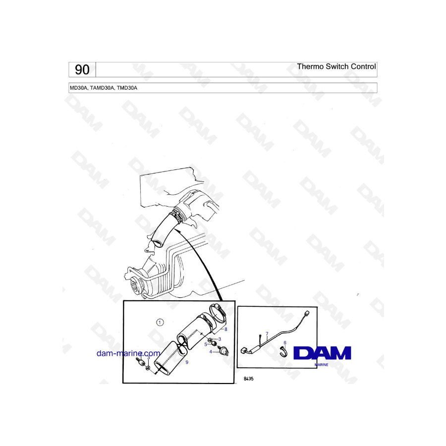 Volvo Penta MD30A / TAMD30A / TMD30A - Control de interruptor térmico