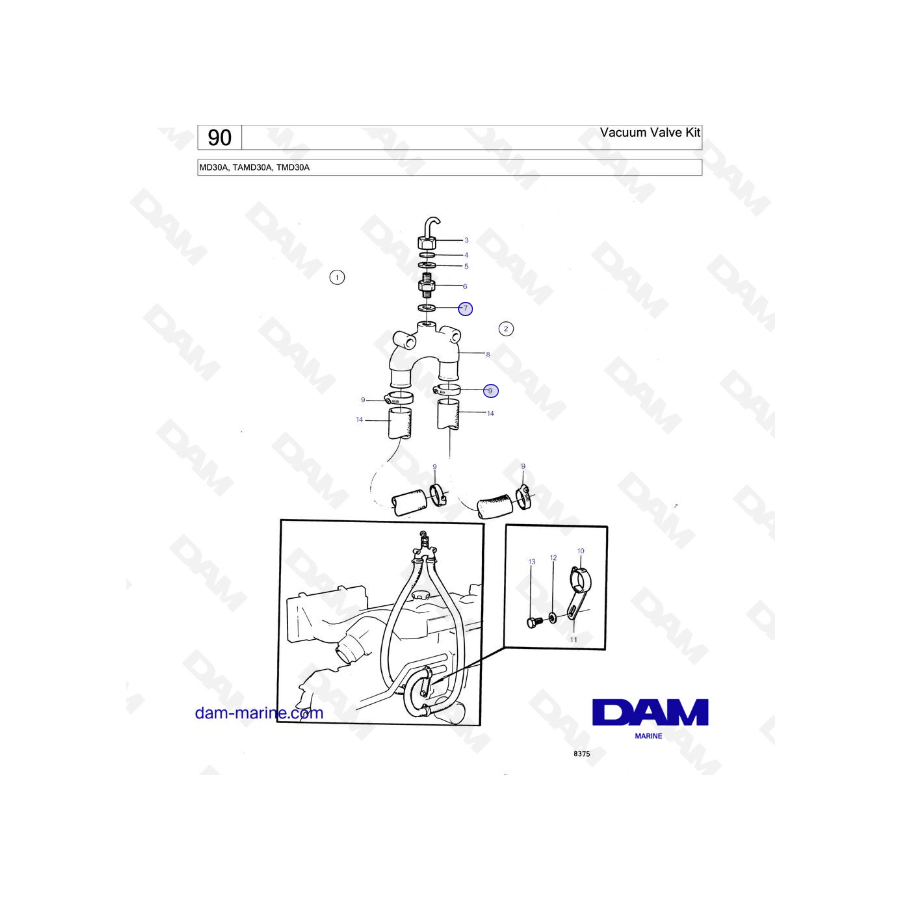 Volvo Penta MD30A / TAMD30A / TMD30A - Kit de válvula de vacío