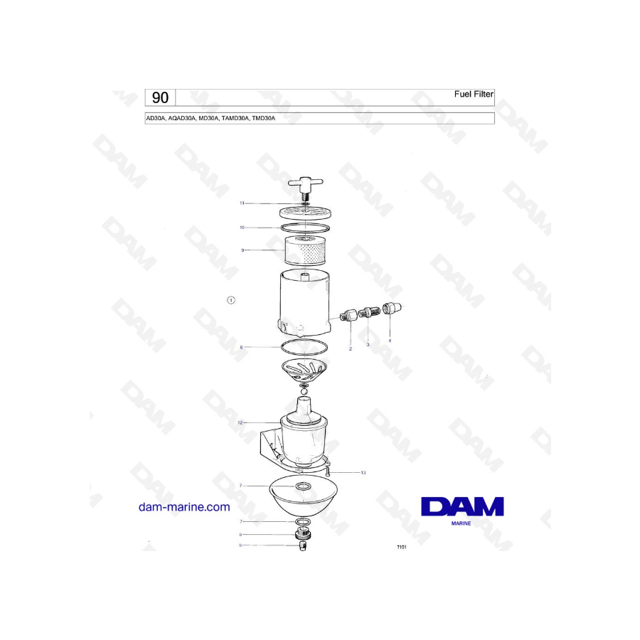 Volvo Penta AD30A / AQAD30A / MD30A / TAMD30A / TMD30A - Filtro de combustible