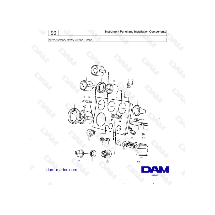 Volvo Penta AD30A / AQAD30A / MD30A / TAMD30A / TMD30A - Instrument Panel and Installation Components