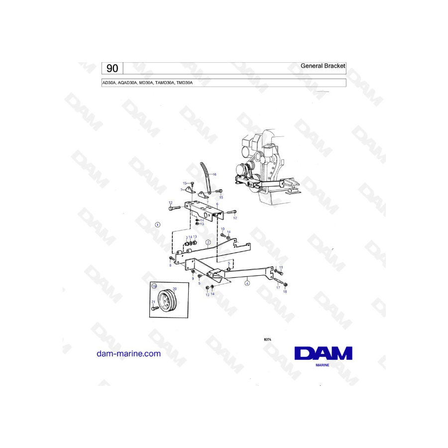 Volvo Penta AD30A / AQAD30A / MD30A / TAMD30A / TMD30A - General Bracket