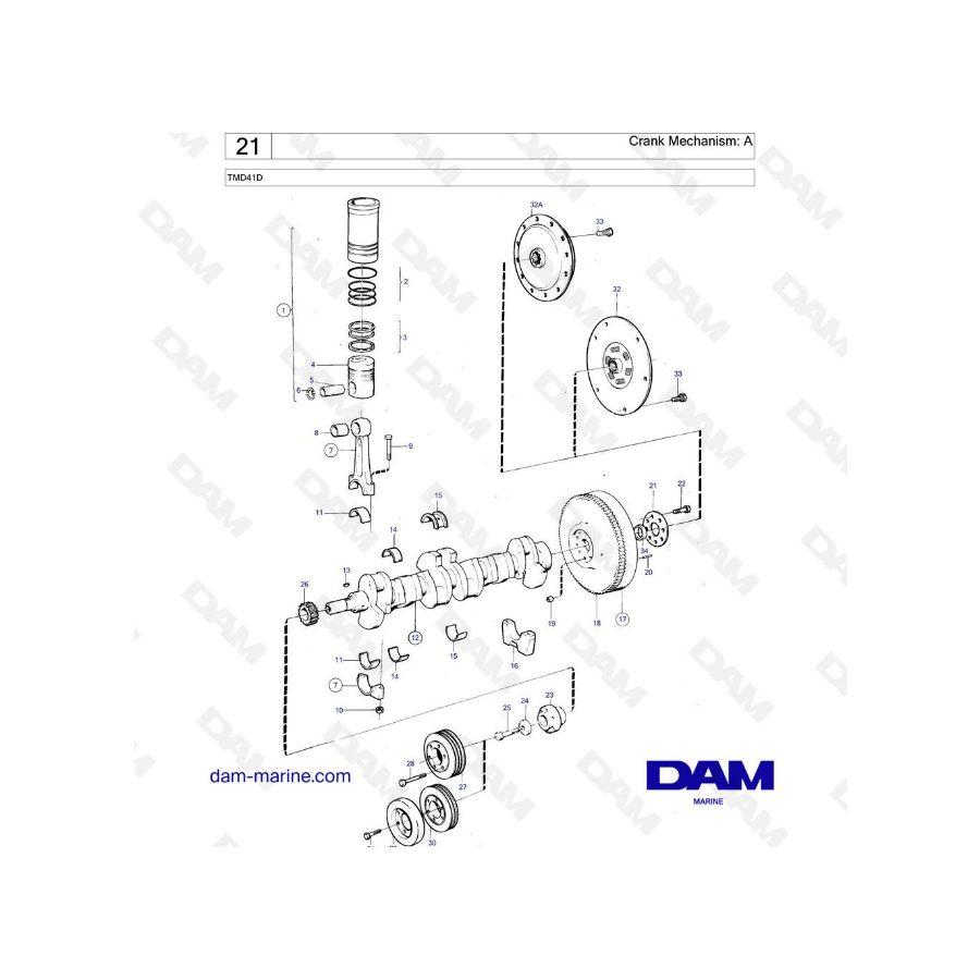 Volvo Penta TMD41D - Crank mechanism