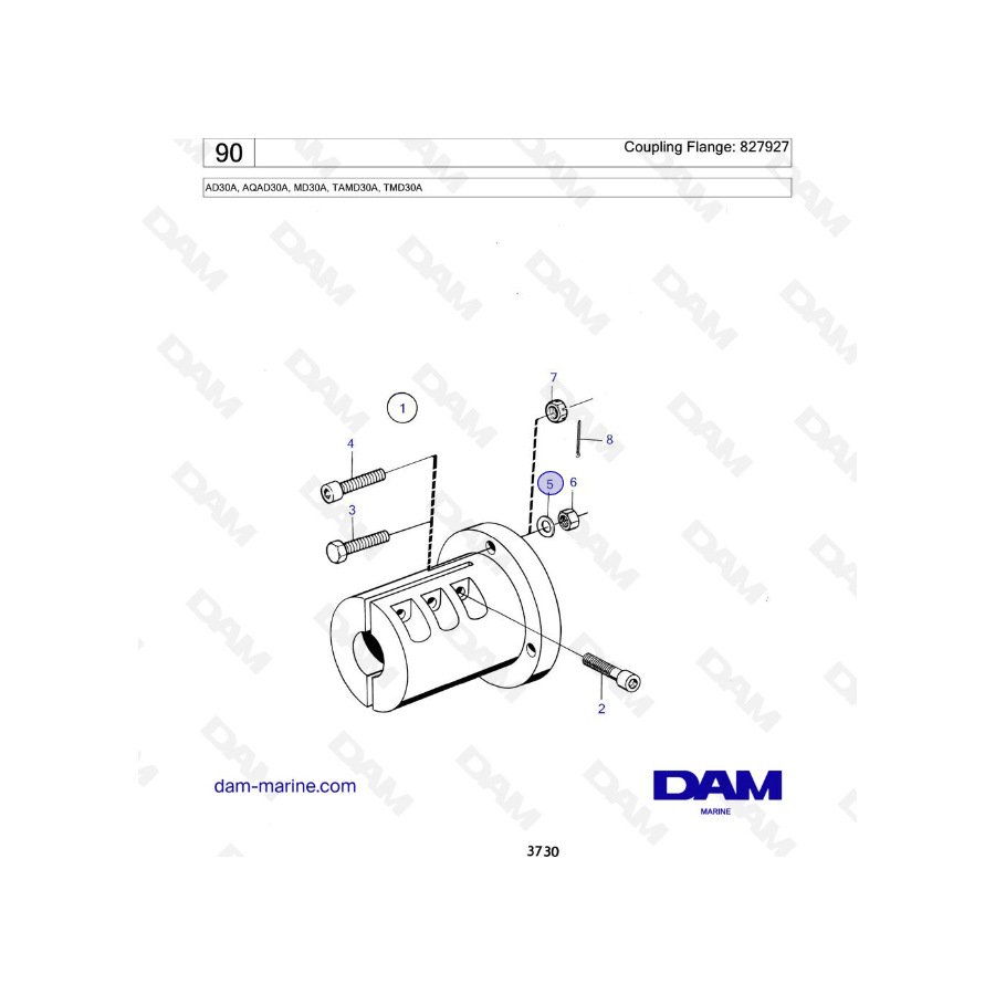 Volvo Penta AD30A / AQAD30A / MD30A / TAMD30A / TMD30A - Brida de acoplamiento: 827927