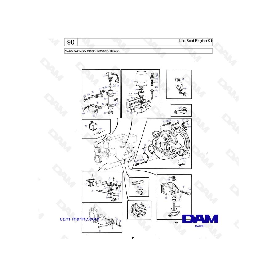 Volvo Penta AD30A / AQAD30A / MD30A / TAMD30A / TMD30A - Kit de motor de bote salvavidas