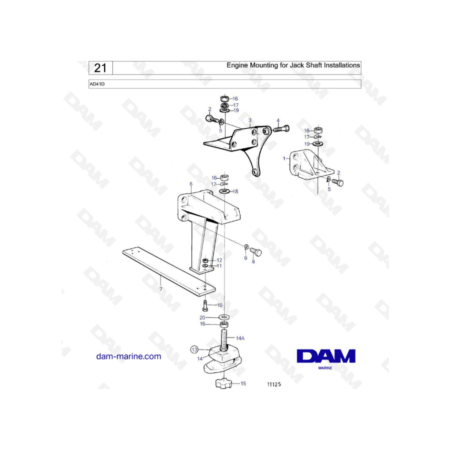 Volvo Penta AD41D - Engine mounting for Jack shaft installations