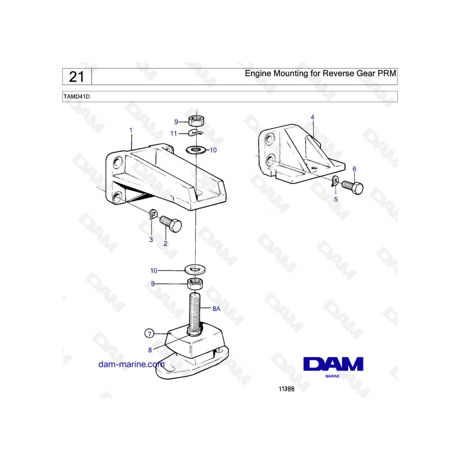 Volvo Penta TAMD41D - Engine mounting for reverse gear