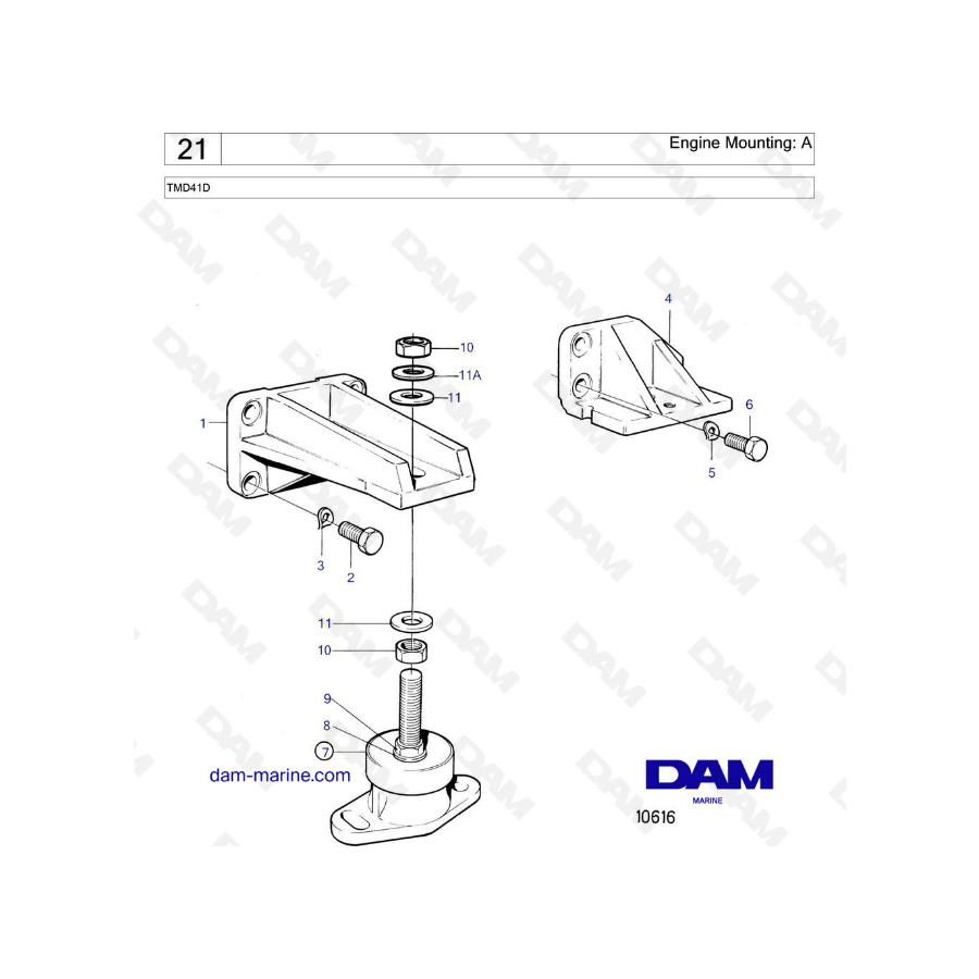 Volvo Penta TMD41D - Montaje del motor