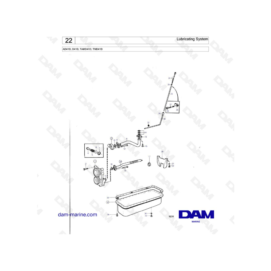 Volvo Penta AD41D / D41D / TAMD41D / TMD41D - Lubricating system