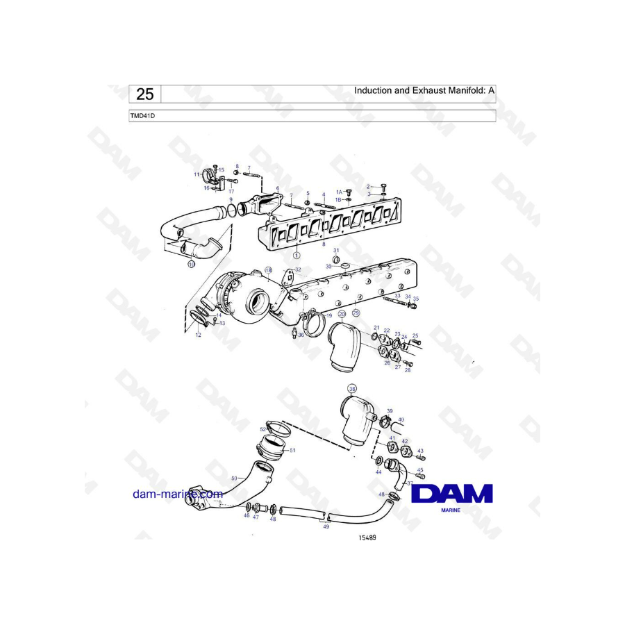 Volvo Penta TMD41D - Induction & Exhaust Manifold - DAM Marine