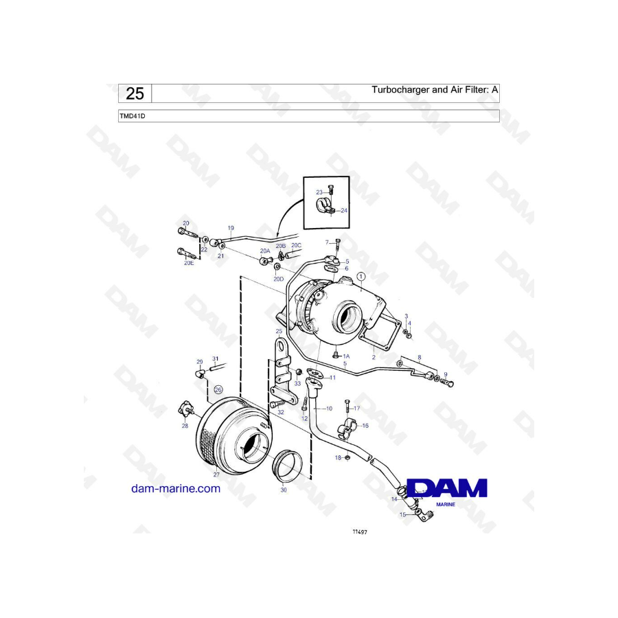 Volvo Penta TMD41D - turbocharger & air filter : A