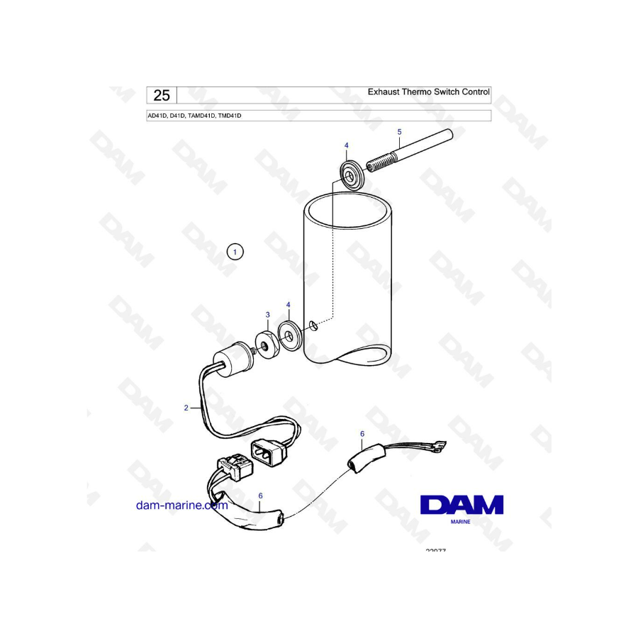 Volvo Penta AD41D / D41D / TAMD41D / TMD41D - Control del interruptor térmico de escape