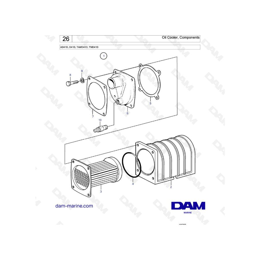 Volvo Penta AD41D / D41D / TAMD41D / TMD41D - Componentes del enfriador de aceite