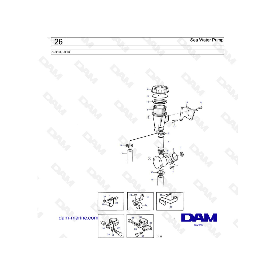 Volvo Penta AD41D / D41D - Bomba de agua de mar