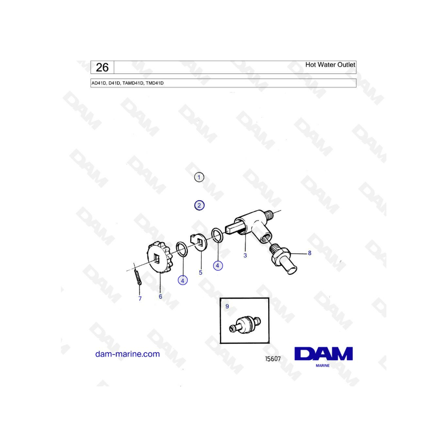 Volvo Penta AD41D / D41D / TAMD41D / TMD41D - Salida de agua caliente