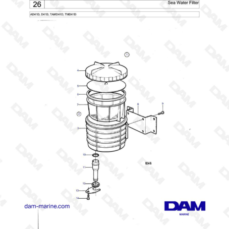  Volvo Penta AD41D / D41D / TAMD41D / TMD41D - Filtro de agua de mar