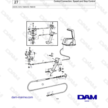  Volvo Penta AD41D / D41D / TAMD41D / TMD41D - Conexión de control, control de velocidad y parada