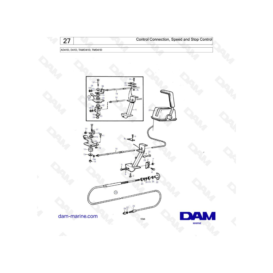  Volvo Penta AD41D / D41D / TAMD41D / TMD41D - Conexión de control, control de velocidad y parada