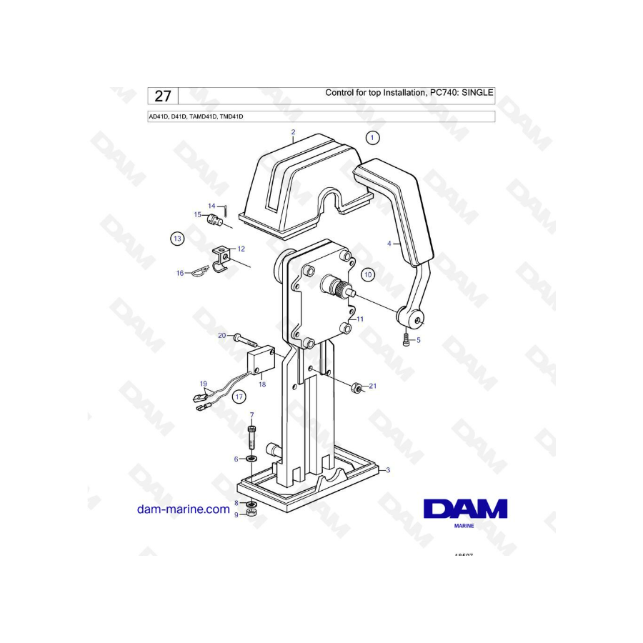 Volvo Penta AD41D / D41D / TAMD41D / TMD41D -  Control for top installation