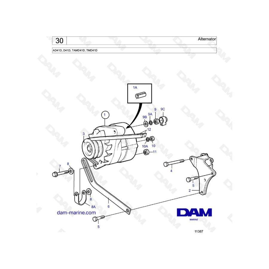 Volvo Penta AD41D / D41D / TAMD41D / TMD41D -  Alternatoer