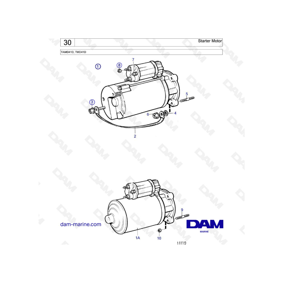 Volvo Penta TAMD41D / TMD41D - Motor de arranque