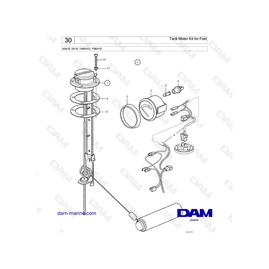 Volvo Penta AD41D / D41D / TAMD41D / TMD41D - Kit medidor de tanque de combustible