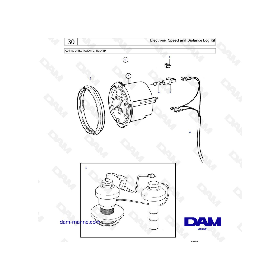 Volvo Penta AD41D / D41D / TAMD41D / TMD41D - Electronic speed & distance log kit