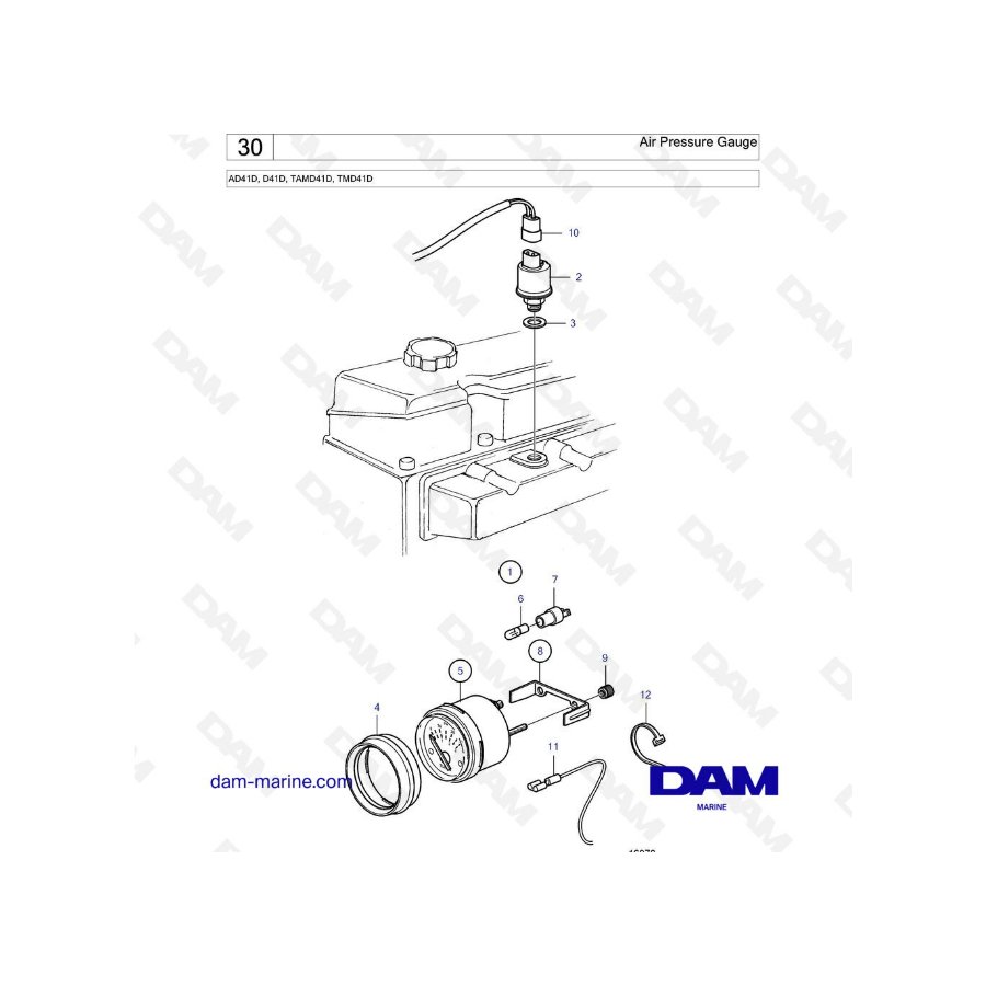 Volvo Penta AD41D / D41D / TAMD41D / TMD41D - Air pressure gauge