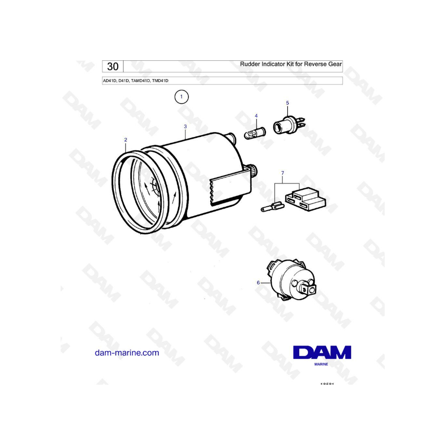 Volvo Penta AD41D / D41D / TAMD41D / TMD41D - Kit indicador de timón para marcha atrás